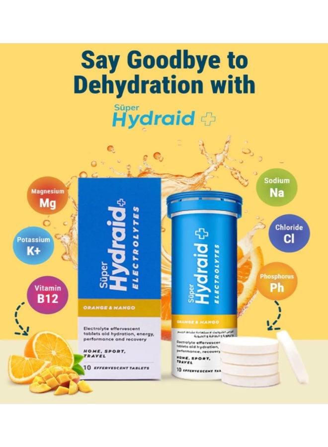 Super Hydraid Electrolyte Effervescent Tablets 10 Count – Orange & Mango Flavor - Image 4