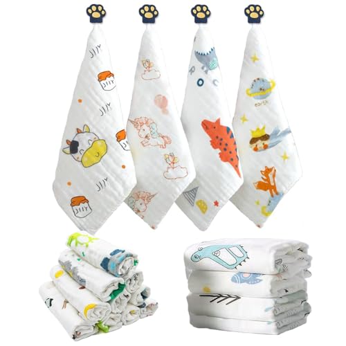 BABY STATION Organic Muslin Baby Washcloths, Soft for Sensitive Newborn Skin, Absorbent & Gentle, Hypoallergenic Infant Gift Set (4) - Image 1