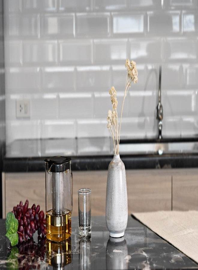 AeraVida Rustic Oval White Mango Wood Flower 6" Vase | Handmade Minimalist Table Decor | Natural Wooden Bottle Vase for Dried & Artificial Flowers | Boho Chic Home Office Kitchen Wedding Decoration - Image 5