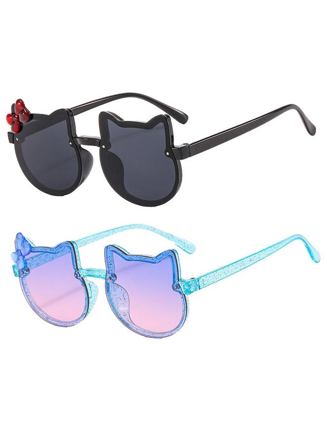 Depend Kids Sunglasses 2 Pieces Lovely Cat Shaped Child Sunglasses Polarized Sunglasses Neon Sunglasses UV Protection for Kids Boys Girls of 3-10 Years Old Birthday Party Beach Pool Supplies - Image 1