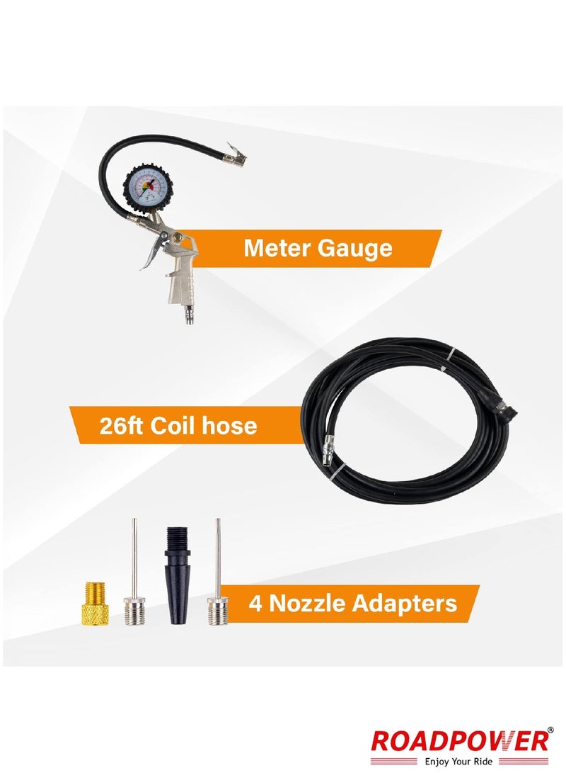 RoadPower 4 Cylinder Car Air Compressor Ultra Extreme 4x4 Tire Super Air Flow Portable 150 PSI 400 LPM 12V Tire Inflator For Car Truck Bicycle Football And Other Inflatables With Carry Bag  - Image 3