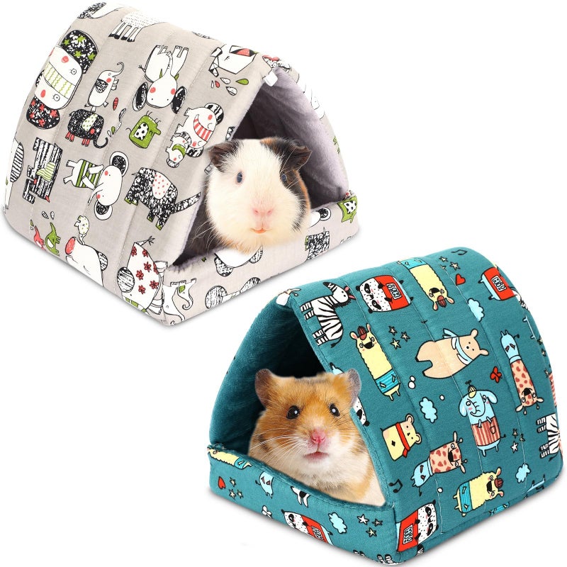 UPINS 2 Pack Guinea Pig Hideout,Guinea Pig Bed Washable Small Animal House Cage Accessories for Mouse Chinchillas Hamsters Hedgehogs Ferrets Bearded Dragons and Rats - Image 1