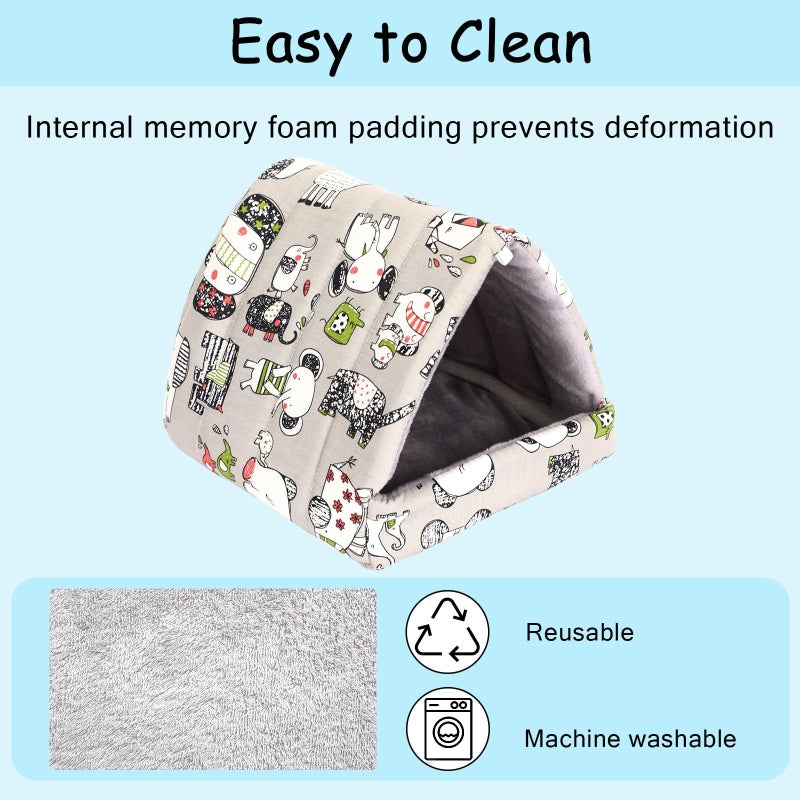 UPINS 2 Pack Guinea Pig Hideout,Guinea Pig Bed Washable Small Animal House Cage Accessories for Mouse Chinchillas Hamsters Hedgehogs Ferrets Bearded Dragons and Rats - Image 4