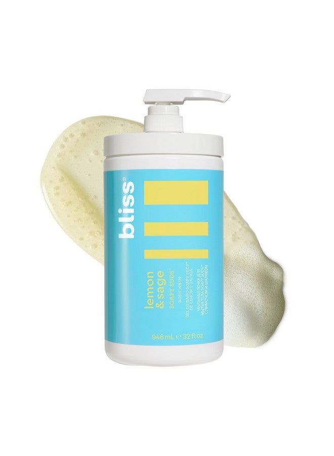 BLISS Soapy Suds Body Wash - Lemon And Sage - 32 Fl Oz - Gentle And Hydrating For Supremely Soft Skin - Paraben Free - Vegan & Cruelty Free