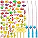 LHSYFBZ 62Pcs Magnetic Fishing Game for Kids Bathtub Kiddie Party Toy Plastic Floating Fish with Pole Rod Net Bath Toys for Kids Ages 48 - Image 2