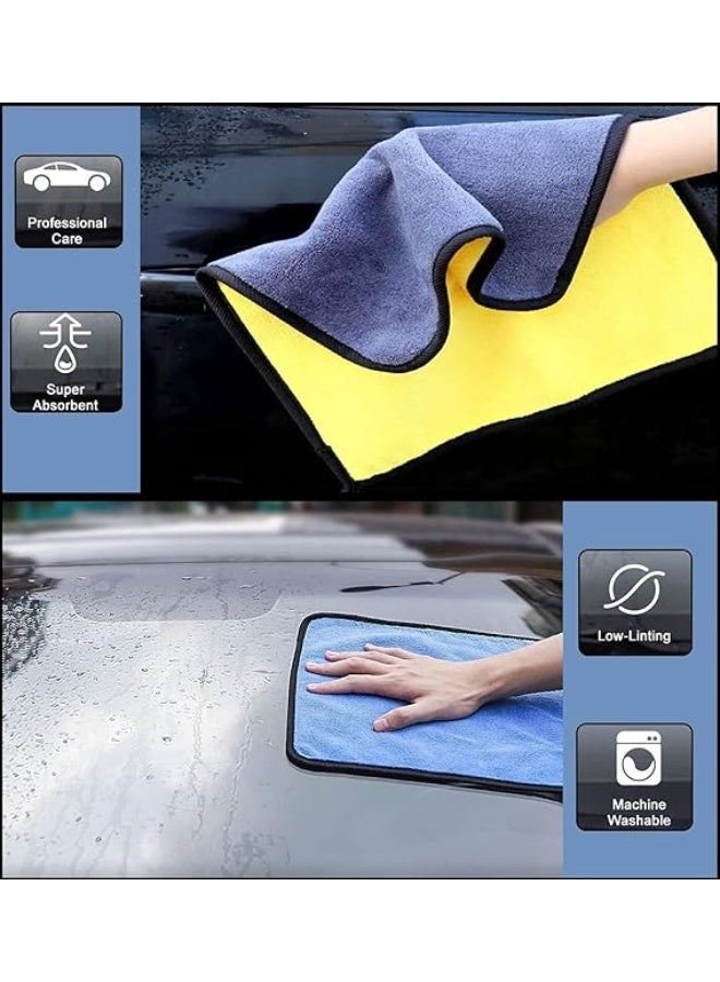 3 قطع من منشفة تجفيف السيارات من الألياف الدقيقة لتنظيف السيارة وتفاصيلها، مزدوجة الجوانب، منشفة سميكة للغاية من الألياف الدقيقة فائقة الامتصاص لتنظيف النوافذ والشاشات والمطبخ متعدد الالوان - Image 1