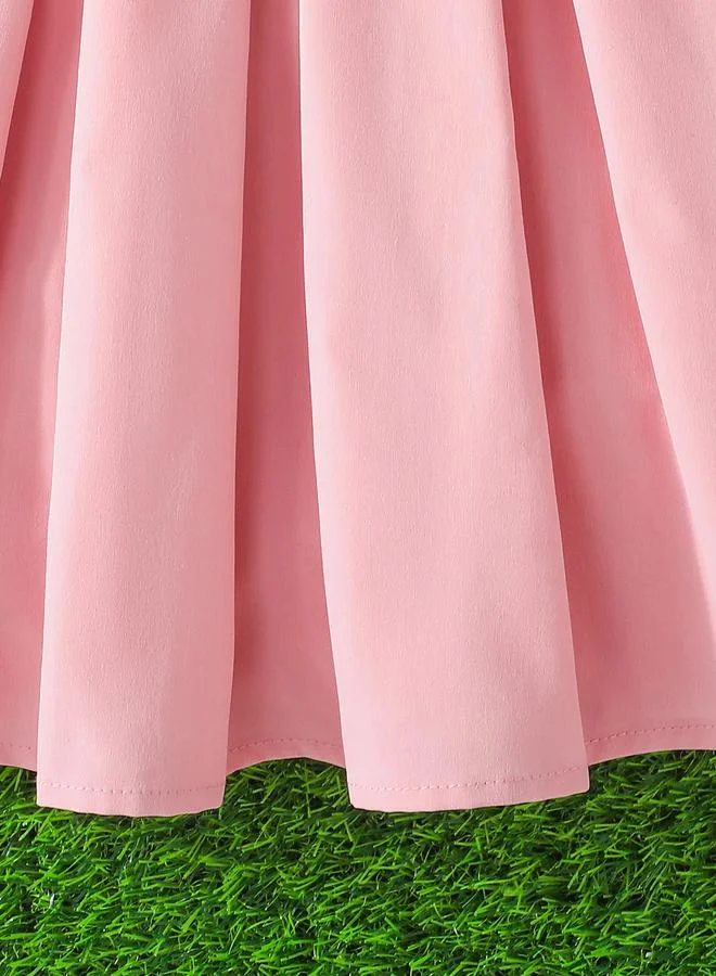 Take Two Take Two Pink Box Pleated Puff Sleeve Dress with Hat