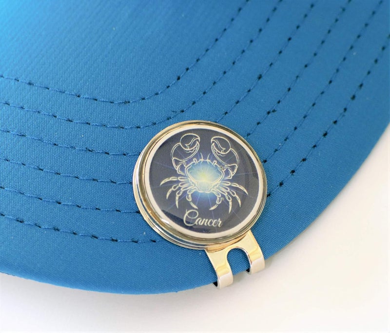 GolfBasic Store & Zodiac Sign Magnetic Clip & Ball Marker (Pack of 1 Clip & 2 Markers) (Cancer) - Image 1