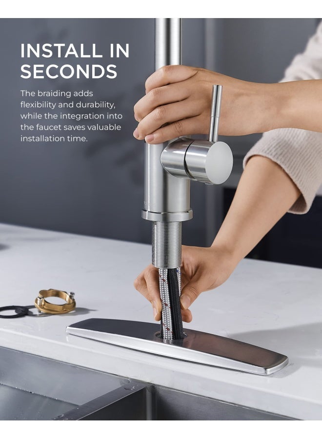 Kitchen Faucet With Pull Down Sprayer Brushed Nickel High Arc Single Handle Kitchen Sink Faucet With Deck Plate Commercial Modern Rv Stainless Steel Kitchen Faucets Grifos De Cocina - Image 4