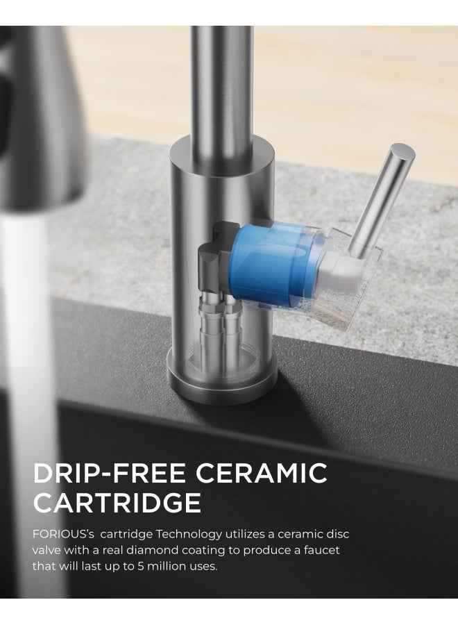 Kitchen Faucet With Pull Down Sprayer Brushed Nickel High Arc Single Handle Kitchen Sink Faucet With Deck Plate Commercial Modern Rv Stainless Steel Kitchen Faucets Grifos De Cocina - Image 5