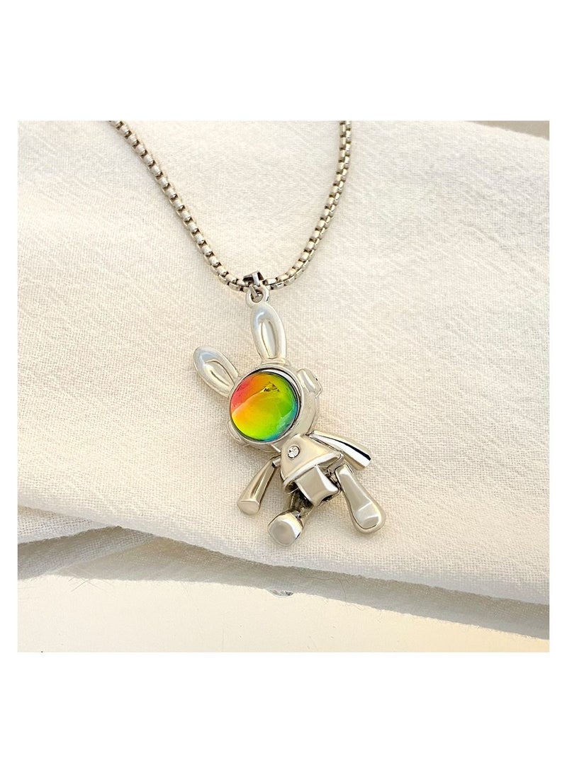 Satinior Punk Space Bunny Necklace Sweater Chain  - Image 2