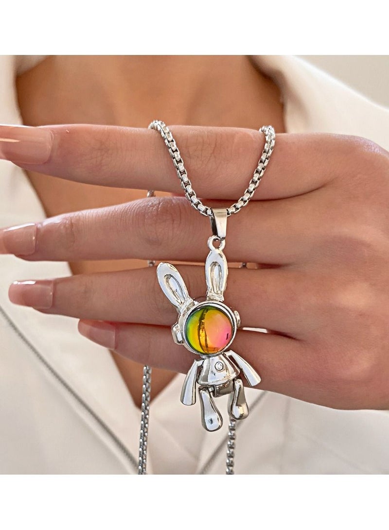Satinior Punk Space Bunny Necklace Sweater Chain  - Image 3