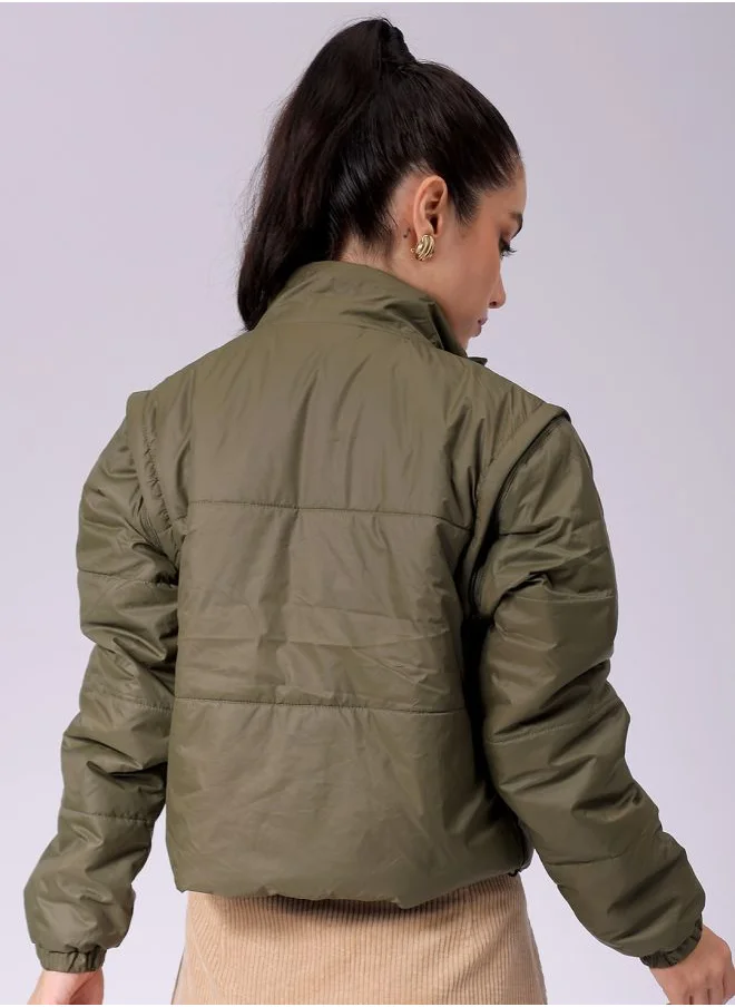 Freehand Women Regular Fit Solid Puffer Jacket
