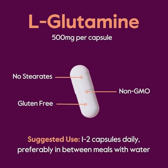 BESTVITE L-Glutamine 500mg per Capsule (240 Capsules) - No Dicalcium Phosphate - No Stearates - Non GMO - Gluten Free - Gut Health Support - Image 5