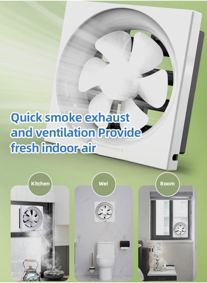 MODI Square Connection Silent 10 Inch Exhaust Fan – Wall Mount Ventilation for Kitchen, Bathroom & Rooms with Strong Airflow and Energy-Saving Motor 38W - Image 5