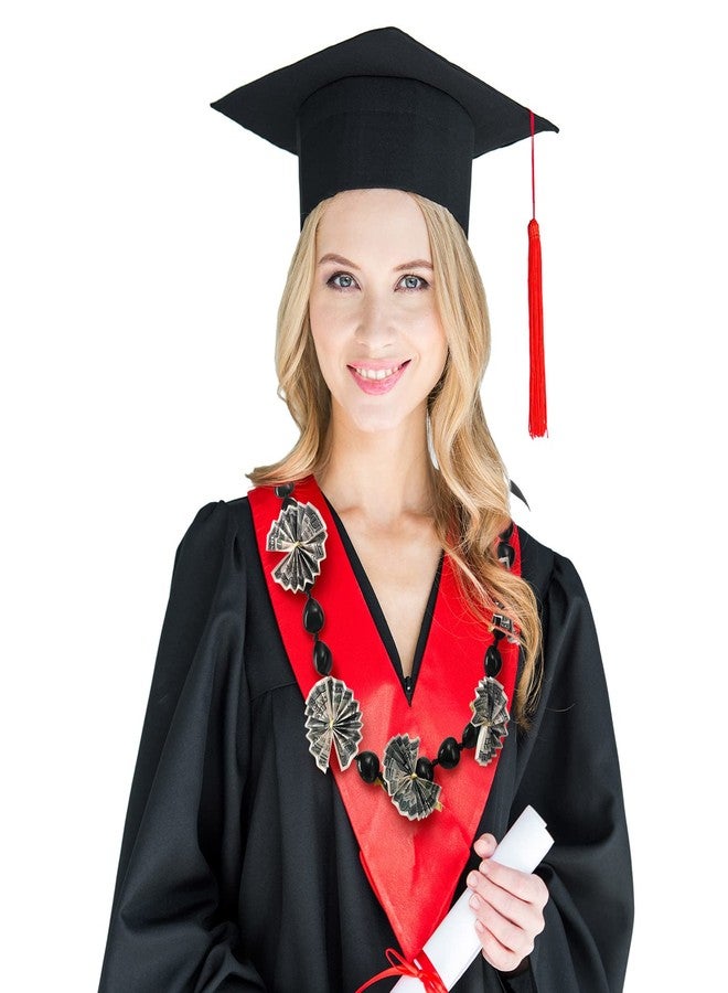 Rtteri 3 Pcs Graduation Kukui Nuts Lei Necklace Chunky Acrylic Hawaiian Leis Necklace with Ribbon Bow Class of 2026 Graduation Gift for Women Men(Simple Black) - Image 4