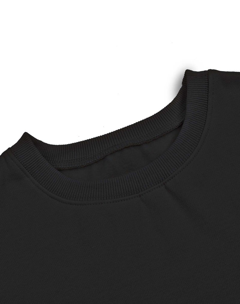 Joywayco Women's Long Sleeve Round Neck Cropped Sweatshirts Comfy Fleece Casual Pullover Tops (Black,Medium,Female,Adult,US,Alpha,Medium,Regular,Regular) - Image 4
