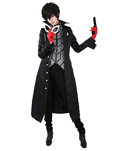 miccostumes Mens Costume Anime Thief Cosplay Black Anklelength Tailcoat Shirt Gloves and Eye Coveringmen s - Image 1