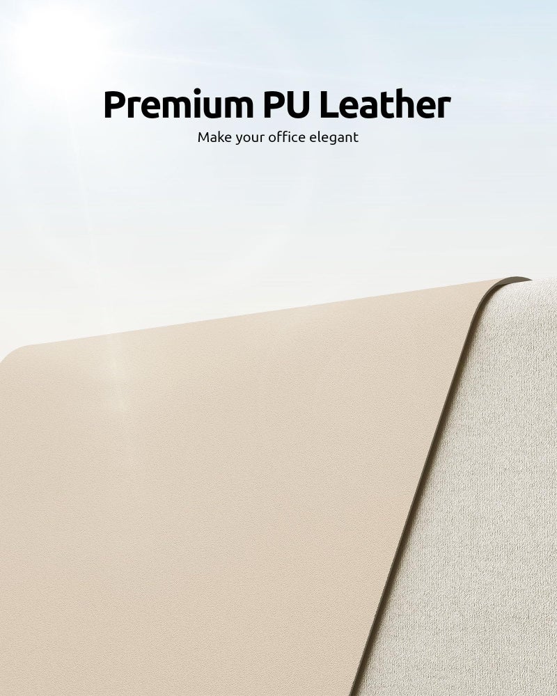 YSAGi Leather Desk Pad Protector, Office Desk Mat, Large Mouse Pad, Non-Slip PU Leather Desk Blotter, Waterproof Laptop Desk Writing Pad for Office and Home (23.6" x 13.8", Eggshell) - Image 2