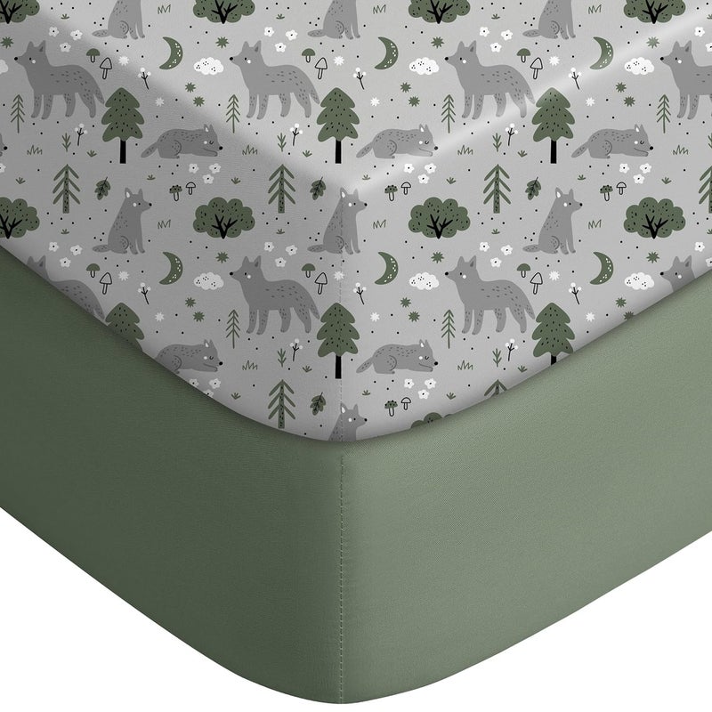 Yoofoss Pack and Play Sheets Fitted Mini Crib Sheets 2Pack for Pack N Play Mattress Stretchy Playard Sheet Soft and Breathable GrayGreenFox - Image 2