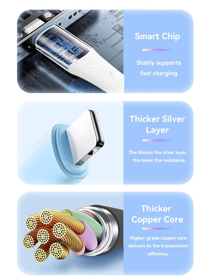 وابيك العلامة التجارية الكورية كابل شحن بيانات USB A إلى Lightning بطول 2 متر، نواة نحاسية نقية مقاومة للحريق من السيليكون، يدعم الشحن السريع بقوة 100 وات، متوافق مع سامسونج جالاكسي، ماك بوك برو، هواوي ميت بوك X برو، آيباد ميني 6 وأكثر (أسود) - Image 4