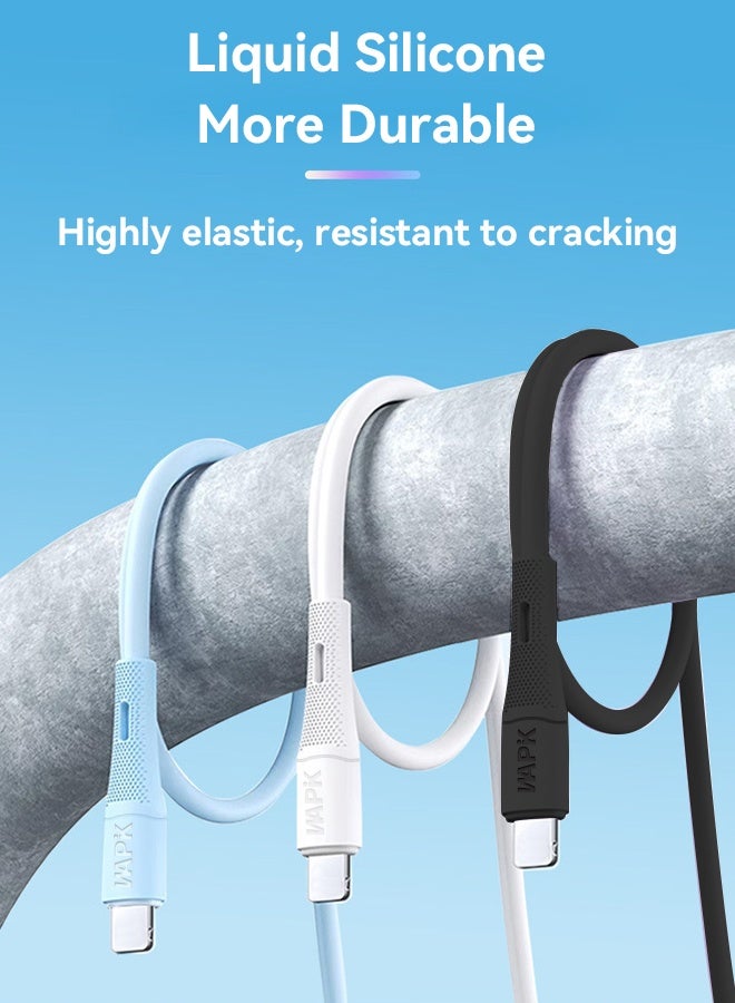 وابيك العلامة التجارية الكورية كابل شحن بيانات USB A إلى Lightning بطول 2 متر، نواة نحاسية نقية مقاومة للحريق من السيليكون، يدعم الشحن السريع بقوة 100 وات، متوافق مع سامسونج جالاكسي، ماك بوك برو، هواوي ميت بوك X برو، آيباد ميني 6 وأكثر (أسود) - Image 3