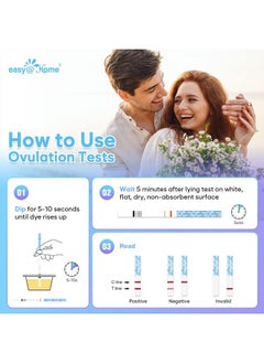 Easy@Home Ovulation Test Strips, 100 Pack Fertility Tests, Ovulation Predictor Kit, FSA Eligible, Powered by Premom Ovulation Predictor iOS and Android App, 100LH+100 Urine Cups  - Image 2