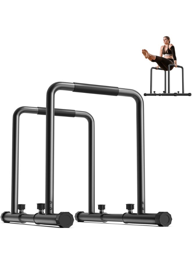 WALALLA Adjustable Dip Bar 500kg Capacity Dip Station Portable Functional Fitness Bar with Double Safety Connector, Heavy Duty Dip Stand Body Press Bar Parallette Exercise Bar Workout Equalizer for Calisthenics - Image 1