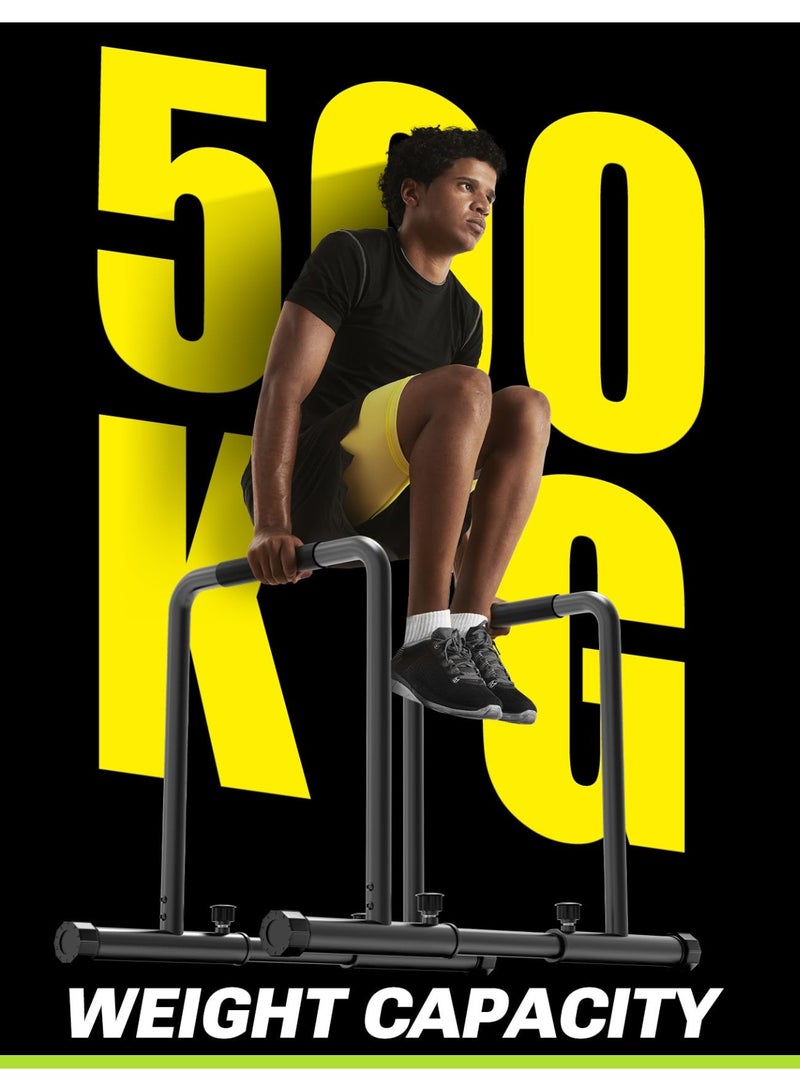 WALALLA Adjustable Dip Bar 500kg Capacity Dip Station Portable Functional Fitness Bar with Double Safety Connector, Heavy Duty Dip Stand Body Press Bar Parallette Exercise Bar Workout Equalizer for Calisthenics - Image 2