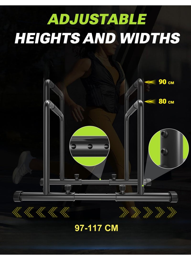 WALALLA Adjustable Dip Bar 500kg Capacity Dip Station Portable Functional Fitness Bar with Double Safety Connector, Heavy Duty Dip Stand Body Press Bar Parallette Exercise Bar Workout Equalizer for Calisthenics - Image 3