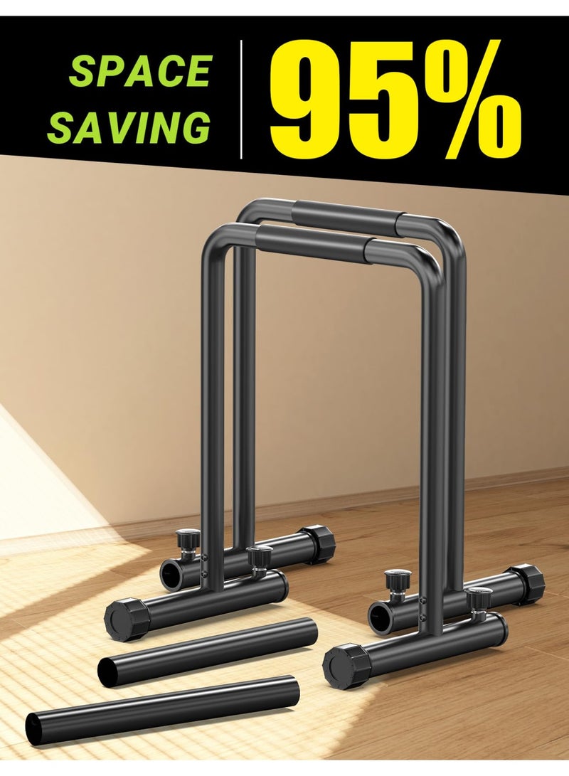 WALALLA Adjustable Dip Bar 500kg Capacity Dip Station Portable Functional Fitness Bar with Double Safety Connector, Heavy Duty Dip Stand Body Press Bar Parallette Exercise Bar Workout Equalizer for Calisthenics - Image 5