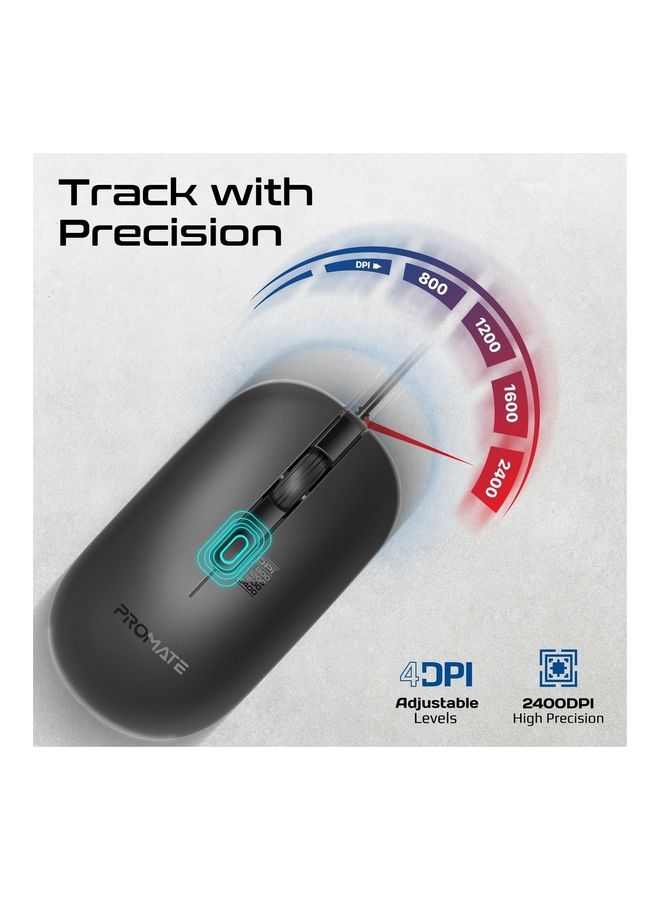 PROMATE Wired Mouse, Ergonomic Ambidextrous Optical Mice with 6 million Keystrokes, Adjustable 2400DPI, 4 Programmable Buttons, 1.5m Cord and Anti-Slip Grip for MacBook Pro, iMac, ASUS, Dell, CM-2400 Black - Image 5
