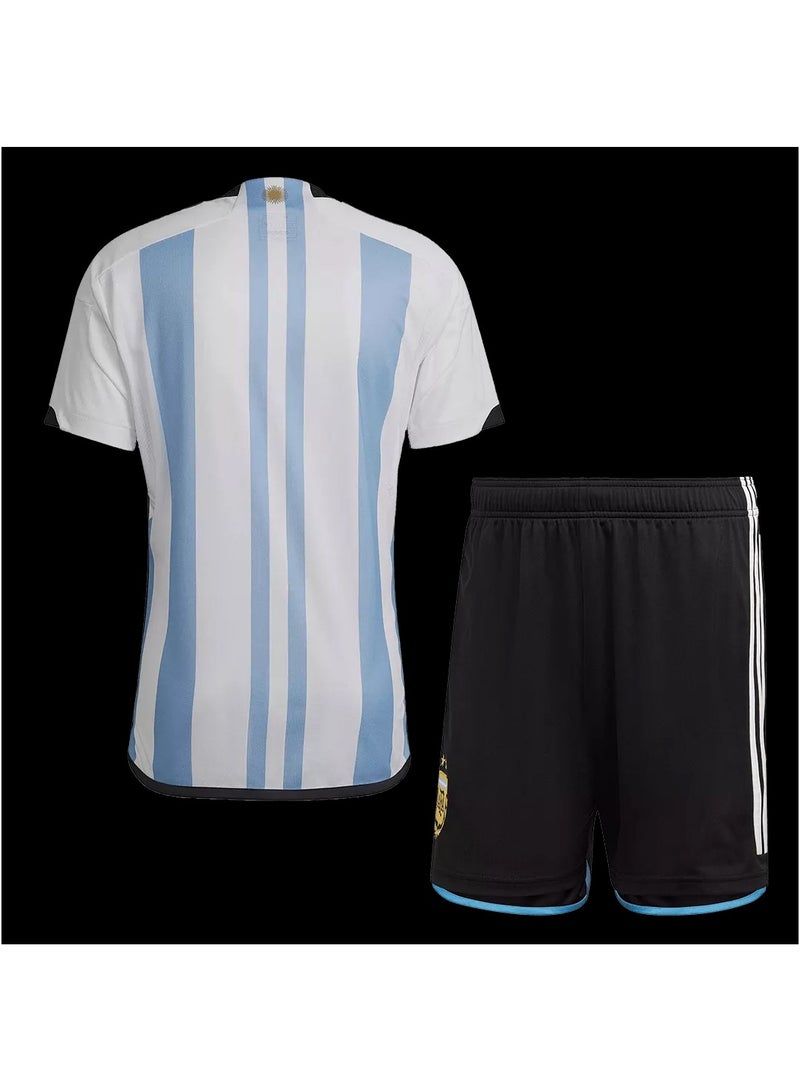 Argentina Three Star Home Jersey Kit 2022 (Jersey+Shorts)-Champion Edition - Image 2