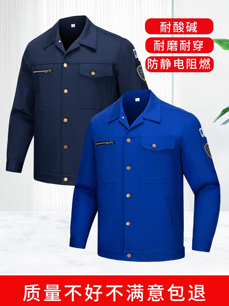 Protective Flame-Retardant Work Clothes, High-Temperature Resistant Work Clothes Suit, Acid And Alkali Resistant Labor Protection Clothing, Long-Sleeved Anti-Static Suit - Image 4