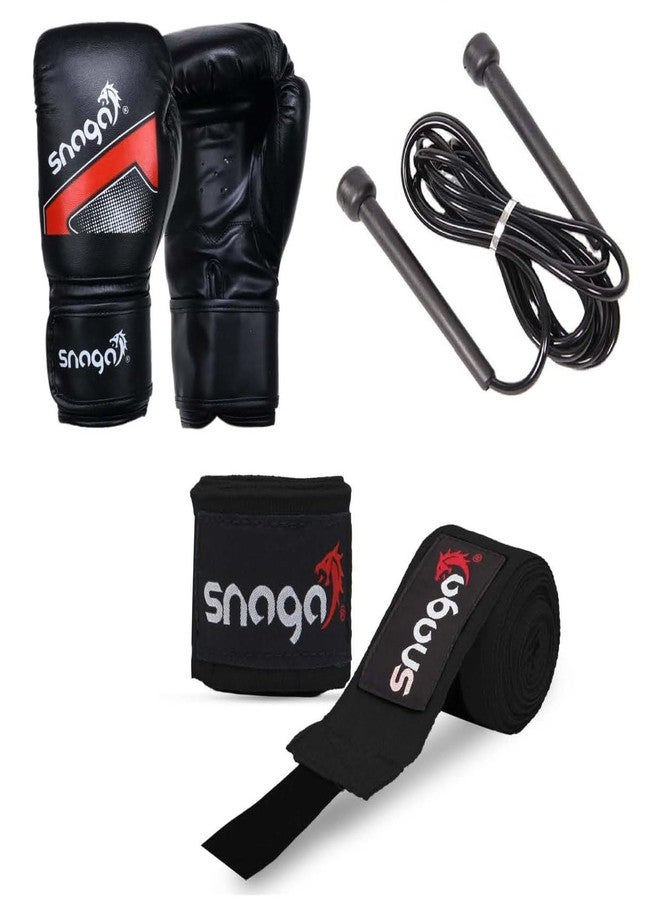 Snaga Complete Boxing Kit-Boxing Gloves with Wrist handwrap and Skipping Rope for Training - Superior Comfort, Durable & Shock-Absorbing with Secure Fit - Perfect for Boxing, and Kickboxing. - Image 1