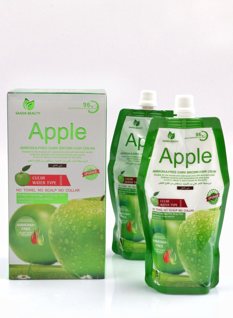 سعادة بيوتي كريم صبغة شعر خالية من الأمونيا - كريم 500 مل + مثبت 500 مل من ابل بني غامق - Image 1