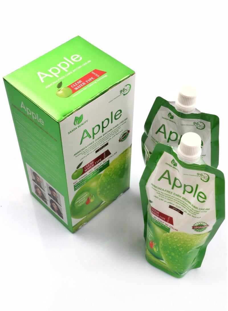 سعادة بيوتي كريم صبغة شعر خالية من الأمونيا - كريم 500 مل + مثبت 500 مل من ابل بني غامق - Image 2