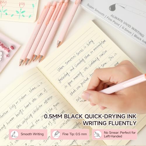 RIANCY Cute Pink Pens Black Ink 25PCS Retractable Gel Pens Writing Extra Fine Point 0.5mm Gift for Women Journaling Teachers Stationery Office School - Image 2