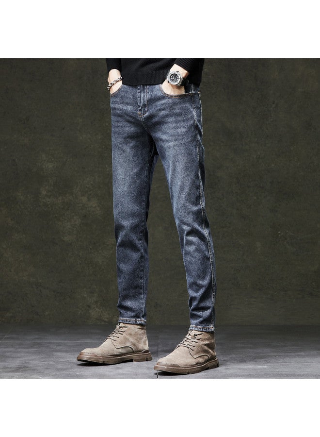 Fapai Men's Jeans Men's Autumn Winter Retro Slim-fit Pants Casual Versatile Slim Stretch Men's Trousers - Image 3