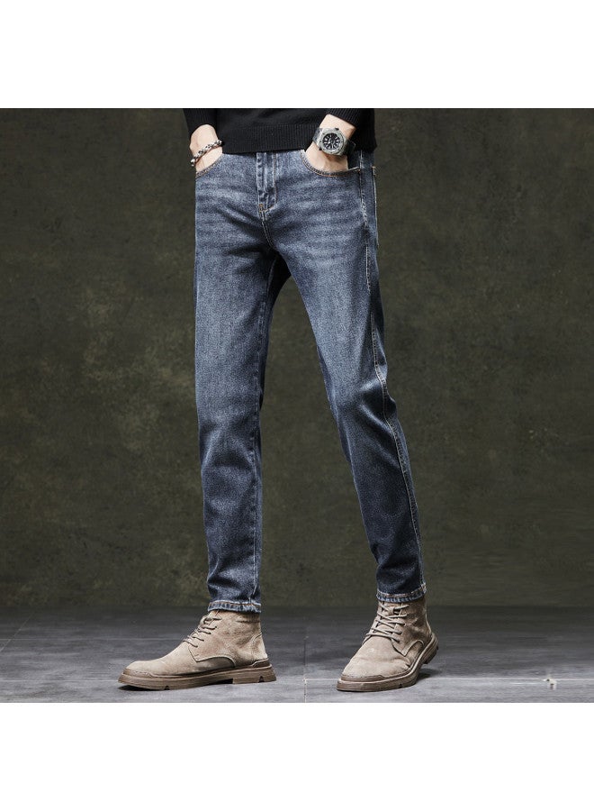 Fapai Men's Jeans Men's Autumn Winter Retro Slim-fit Pants Casual Versatile Slim Stretch Men's Trousers - Image 4