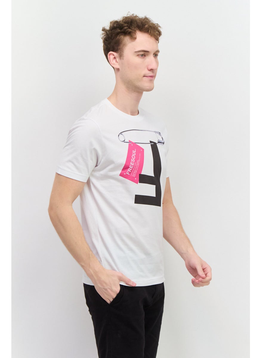 Free Soul Men Crew Neck Short Sleeve Graphic Printed T-Shirt, White  - Image 2