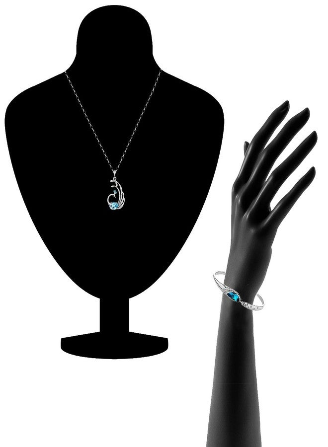 Om Jewells Crystal Feathery Peacock with Bangle Bracelet for Women - Image 3