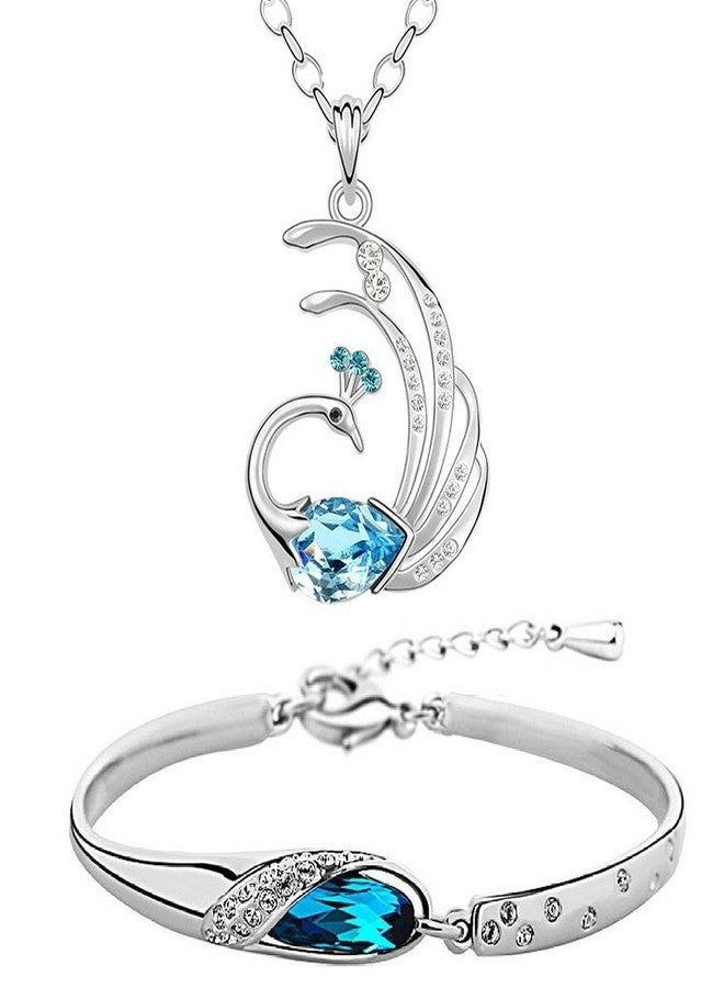 Om Jewells Crystal Feathery Peacock with Bangle Bracelet for Women - Image 2