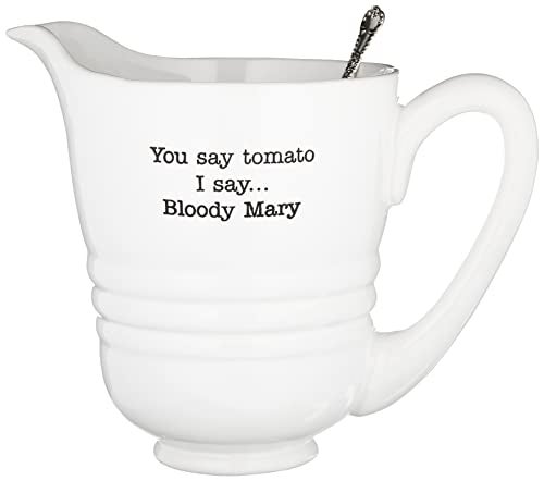 Mud Pie  4551021 Mud Pie Ceramic Bloody Mary Pitcher Set 80 oz 825 X 625 White