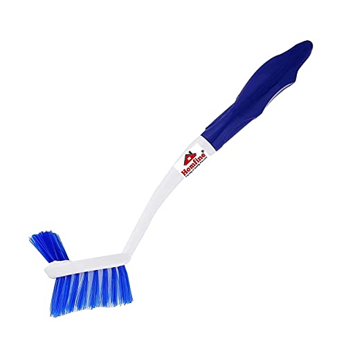 Homfine Sink Cleaning Brush Double Sided Flexible Bristles for Cleaning Kitchen Utensils Platform, Washbasins, Sink, WC, Toilet (1U, Size :11inch, Pink/Blue) - Image 1