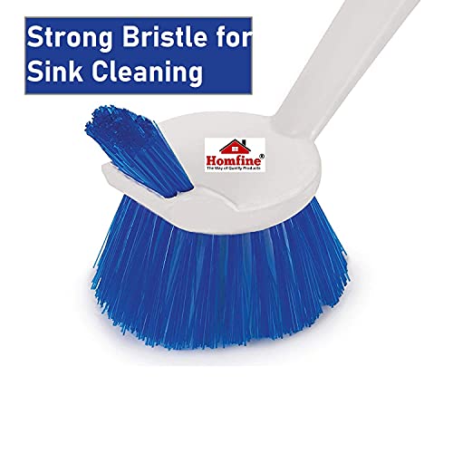 Homfine Sink Cleaning Brush Double Sided Flexible Bristles for Cleaning Kitchen Utensils Platform, Washbasins, Sink, WC, Toilet (1U, Size :11inch, Pink/Blue) - Image 5