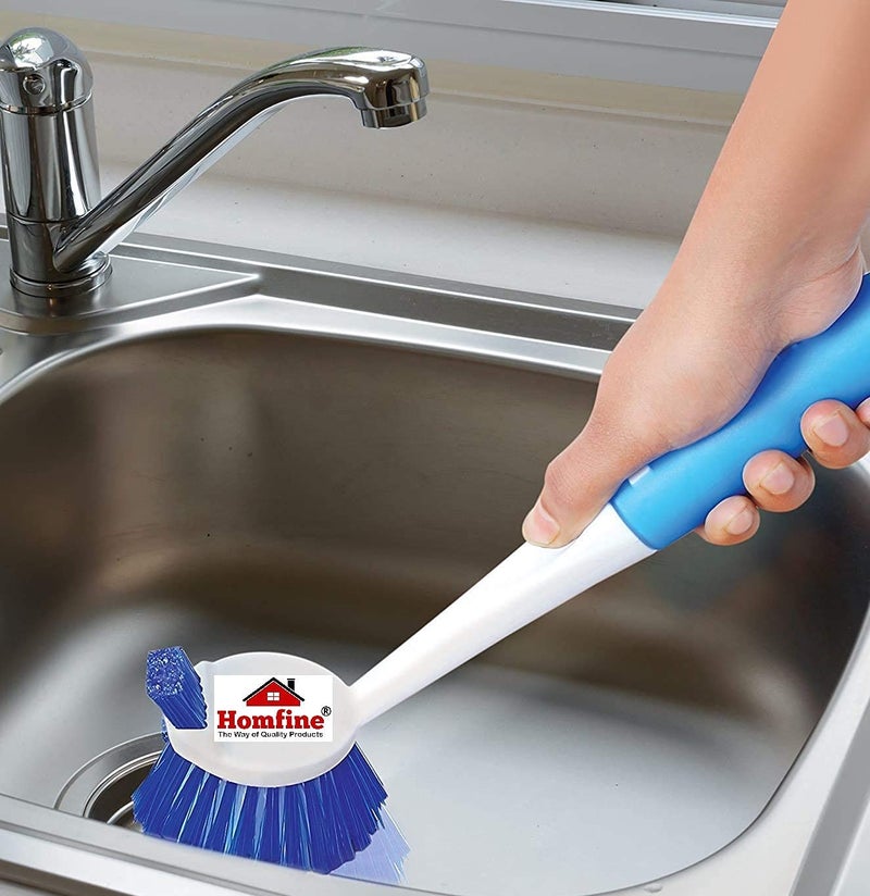 Homfine Sink Cleaning Brush Double Sided Flexible Bristles for Cleaning Kitchen Utensils Platform, Washbasins, Sink, WC, Toilet (1U, Size :11inch, Pink/Blue) - Image 3