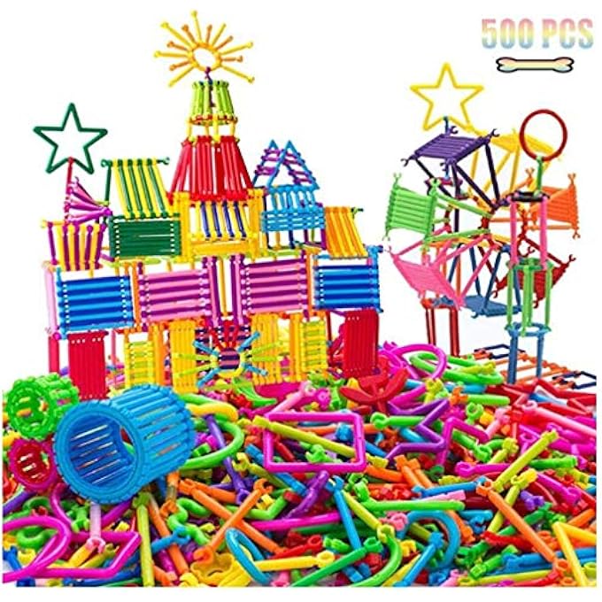 AM ANNA 500 PCS Smart Sticks Building Toy Building Blocks Different Shape Educational Construction Engineering Set 3D Puzzle, Interlocking Creative Connecting Kit - Image 1