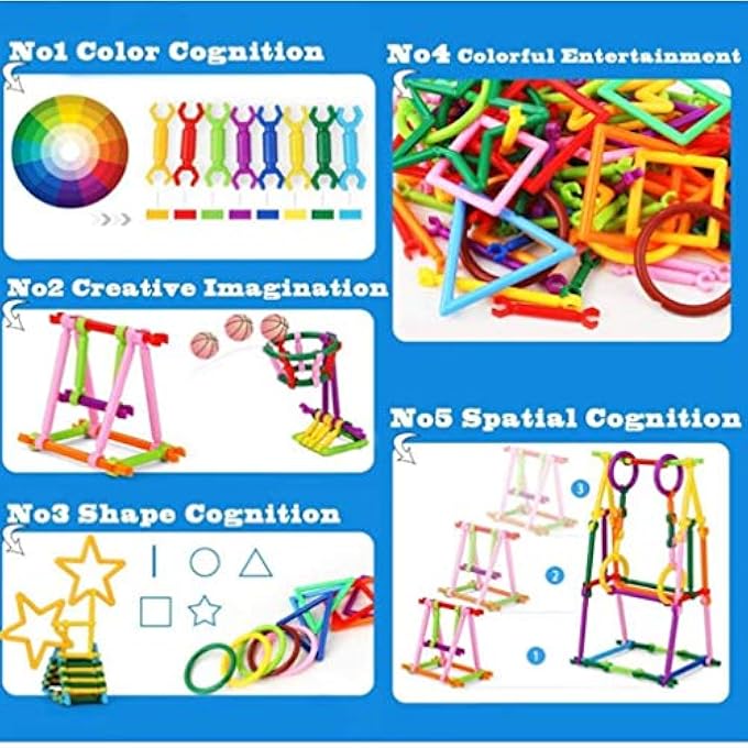 AM ANNA 500 PCS Smart Sticks Building Toy Building Blocks Different Shape Educational Construction Engineering Set 3D Puzzle, Interlocking Creative Connecting Kit - Image 2