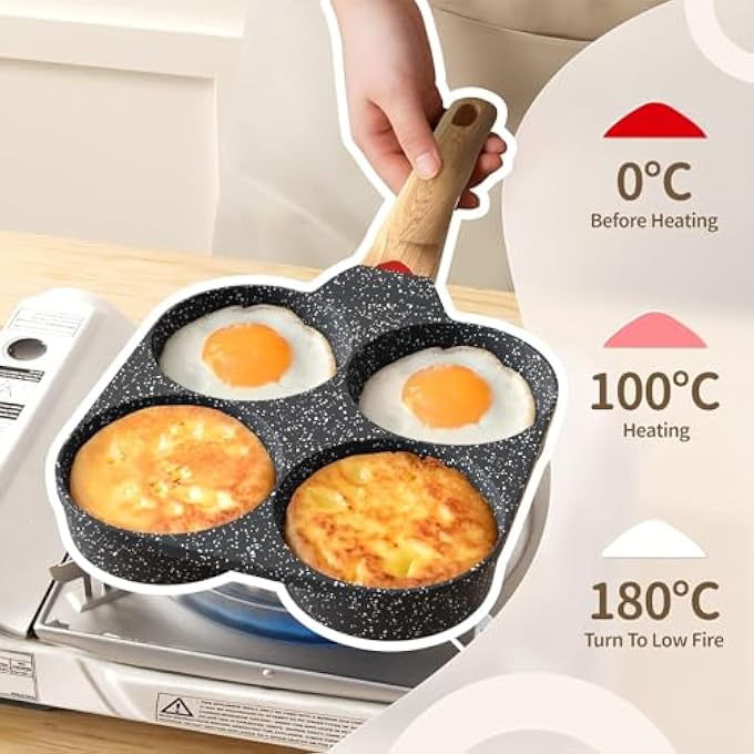 Unity Egg Frying Pan  4 Cup Egg Pan Nonstick Versatile Fried Egg Pan Breakfast Skillet For Pancake Hamburger Sandwiches Compatible With Gas Stove  Induction Cookware Easy To CleanGray - Image 2